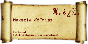 Makszim Írisz névjegykártya